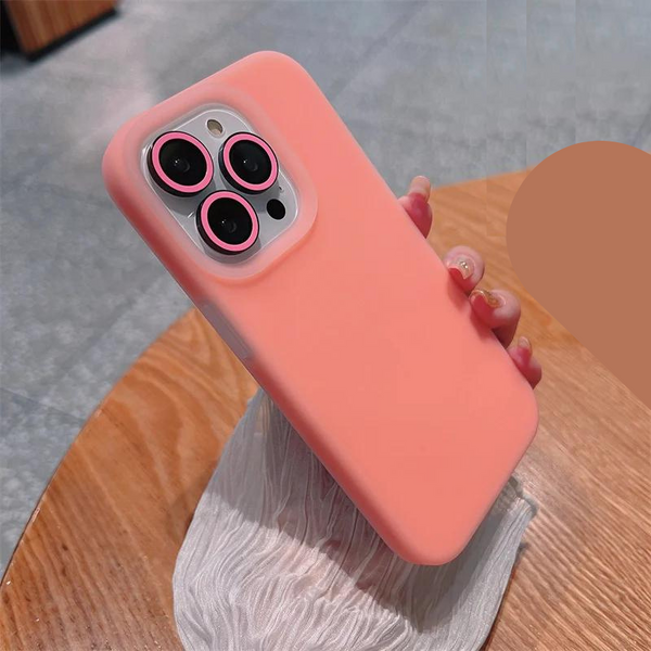 ソリッドカラー 液状シリコーン仕様 カメラレンズ保護フィルム付きの5色 iPhone用ケース