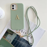 上質本革メタルゴールドイニシャル刻印 iPhoneケース｜ランヤード付きラグジュアリーエディション（iPhone17/16/15/14/13/12/11 Pro Max/Plus対応）