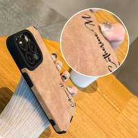 筆記体でカッコよく名入れ イニシャル入れ  柔らかラムスキン 5色 iPhone用ケース(Side）