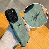 筆記体でカッコよく名入れ イニシャル入れ  柔らかラムスキン 5色 iPhone用ケース(Center)