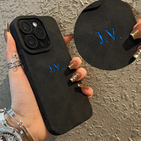 大人カッコいい 名入れ イニシャル入れ ナンバー入れ可 柔らかラムスキン( lambskin Leather) 4タイプ iPhone用ケース(中央3D刻印)