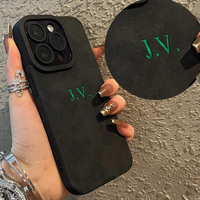 大人カッコいい 名入れ イニシャル入れ ナンバー入れ可 柔らかラムスキン( lambskin Leather) 4タイプ iPhone用ケース(中央3D刻印)