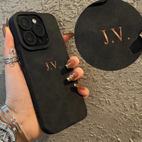 大人カッコいい 名入れ イニシャル入れ ナンバー入れ可 柔らかラムスキン( lambskin Leather) 4タイプ iPhone用ケース(中央3D刻印)