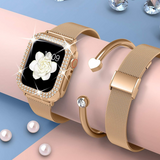 ダイアモンド ストーンケースとメタルストラップ ブレスレット型 5色 Apple Watch用ケースとバンドセット