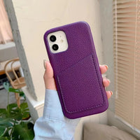 カードホルダー付き イニシャルでカスタム 上質革の13色iPhone用ケース(iPhone11～iPhone７８）