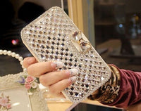 ラグジュアリークリスタル レザー Flip Wallet Samsung Galaxy用ケース