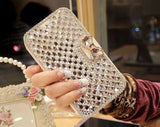 ラグジュアリークリスタル レザー Flip Wallet Samsung Galaxy用ケース