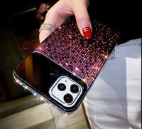 ミラー付きグリッターダイヤモンドラインストーン3色iPhone用ケース