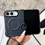 iPhone Duo用 MagSafe対応 PUレザーケース｜リングホルダー・スタンド機能・耐衝撃・ヒンジ保護カバー