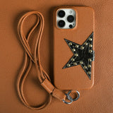 プレミアムスター 本革レザー クロスボディ iPhone用ケース｜ストラップ付き 大人の高級スマホカバー