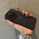 大人カッコいい 名入れ イニシャル入れ ナンバー入れ可 柔らかラムスキン( lambskin Leather) 4タイプ iPhone用ケース(中央3D刻印)