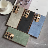 大人カッコいい 名入れ 文字入れ 柔らかラムスキン( lambskin Leather) 4色 Samsung Galaxy用ケース(Colorless：中央3D刻印）