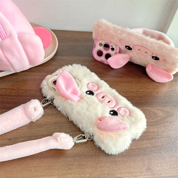 キュートなピンクピグのぬいぐるみ ストラップ付き iPhone用 キュートなピンクピグのぬいぐるみ ストラップ付き iPhone用
