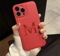 《16～14シリーズ》高品質レザー 大人カッコいい 大文字イニシャル 名入れ 文字入れ ８色 iPhone用ケース