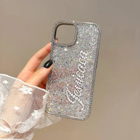 キラキラ きらめくグリッタースパンコールラインストーン付きiPhone用ケース
