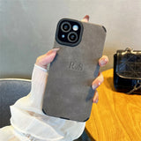 大人カッコいい 名入れ イニシャル入れ ナンバー入れ可 柔らかラムスキン( lambskin Leather) 3色 iPhone用ケース(Colorless：中央3D刻印)