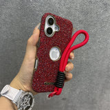 ラグジュアリー グリッター ダイヤモンドラインストーン リストストラップ付き 4色 iPhone用ケース