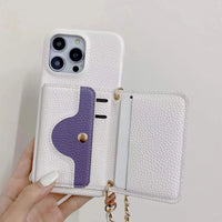 ツートンカラー メタルチェーン付き Small Mirror Card Holder ウォレット型 4色iPhone様ケース