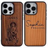 レーザー刻印で ロゴ・写真・ 名入れ可 木製 ウッドケース ワイヤレス充電可 3色 iPhone用ケース