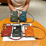 Samsung Galaxy Z Fold8対応 高級ビジネス風クレイジーホースレザーケース｜MagSafe対応・ワイドリストストラップ付き・耐衝撃保護カバー