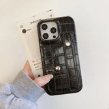 クロコダイルテクスチャー カード収納 ホールダー付き 5色 iPhone用ケース