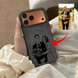 iPhone17/16/15/14/13対応｜写真を線画レーザー刻印♡ 名入れOK・カード収納付きオーダーメイドケース