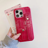 クロコダイルテクスチャー カード収納 ホールダー付き 5色 iPhone用ケース