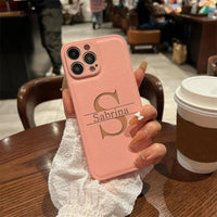 《16～14シリーズ》高品質レザー 大人カッコいい 大文字イニシャル 名入れ 文字入れ ８色 iPhone用ケース