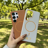 ＼超軽量＆耐衝撃／ Samsung Galaxy Ultra/Plus 用 高級ライチ柄レザーケース｜磁気吸着・カスタム対応