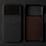 iPhone対応 本革 シュリンクレザー カード収納付き 10色 スマホケース