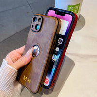 大人カッコいいクラシックレザー  名入れ 文字入れ 5色 iPhone用ケース(ゴールド：下部3D刻印）