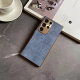 大人カッコいい 名入れ 文字入れ 柔らかラムスキン( lambskin Leather) 4色 Samsung Galaxy用ケース(Colorless：中央3D刻印）