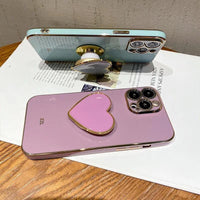 ぷっくり3Dハートグリップ付き5色iPhone用ケース
