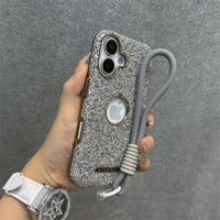 ラグジュアリー グリッター ダイヤモンドラインストーン リストストラップ付き 4色 iPhone用ケース