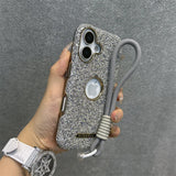 ラグジュアリー グリッター ダイヤモンドラインストーン リストストラップ付き 4色 iPhone用ケース