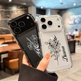 カスタム名 誕生花 好きな月の花柄 入り ロマンチックな贈り物 2色 iPhone用ケース