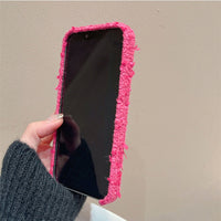 ファブリックの おしゃれ ピンク iPhone用ケース