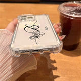 【名入れ可】 ローズ柄 クリア iPhone用ケース｜大人かわいい シリコン TPU 耐衝撃タイプ