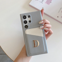 メタル文字で イニシャル入れ オーダーメイド ツートンカラー カードポケット付き 5色Samsung Galaxy用ケース