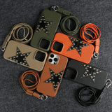 プレミアムスター 本革レザー クロスボディ iPhone用ケース｜ストラップ付き 大人の高級スマホカバー