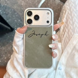 名入れ iPhone用ケース｜デニム調レザー・カスタムネーム対応
