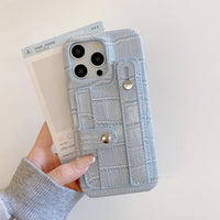 クロコダイルテクスチャー カード収納 ホールダー付き 5色 iPhone用ケース