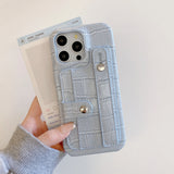 クロコダイルテクスチャー カード収納 ホールダー付き 5色 iPhone用ケース