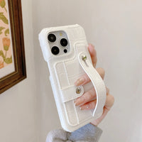 クロコダイルテクスチャー カード収納 ホールダー付き 5色 iPhone用ケース