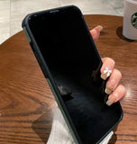 大人カッコいい 筆記体と♡付き 名入れ  柔らか革で4色 iPhone用ケース(中央刻印)