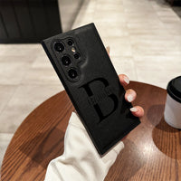 高品質レザー 大人カッコいい 大文字イニシャル 名入れ 文字入れ 4色 Samsung Galaxy用ケース(Colorless：3D刻印）