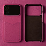 iPhone対応 本革 シュリンクレザー カード収納付き 10色 スマホケース