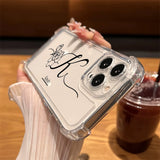 【名入れ可】 ローズ柄 クリア iPhone用ケース｜大人かわいい シリコン TPU 耐衝撃タイプ