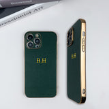 イニシャル入れ  ラグジュアリー Litchiレザーバンパーカバー オーダーメイド iPhone用ケース