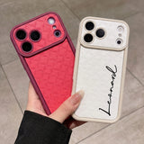 名入れオーダーメイド iPhone用ケース｜おしゃれな格子柄 PUレザー iPhone 15〜18対応